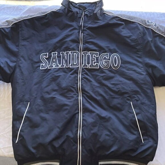 Vintage San Diego Padres Blue Men’s Zip Windbreaker Bomber Jacket Sz 3XL 1797815 - Picture 1 of 15